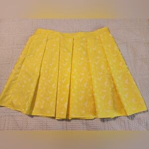 Halogen Women's Yellow Pleated Skirt Side Zip Pop Of Color Sunshine 2X
